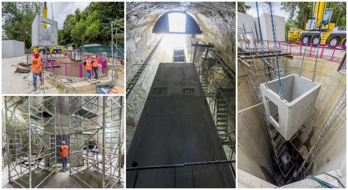 Montage photos puits d’accès au tunnel SNCF de Meudon- Cimentub